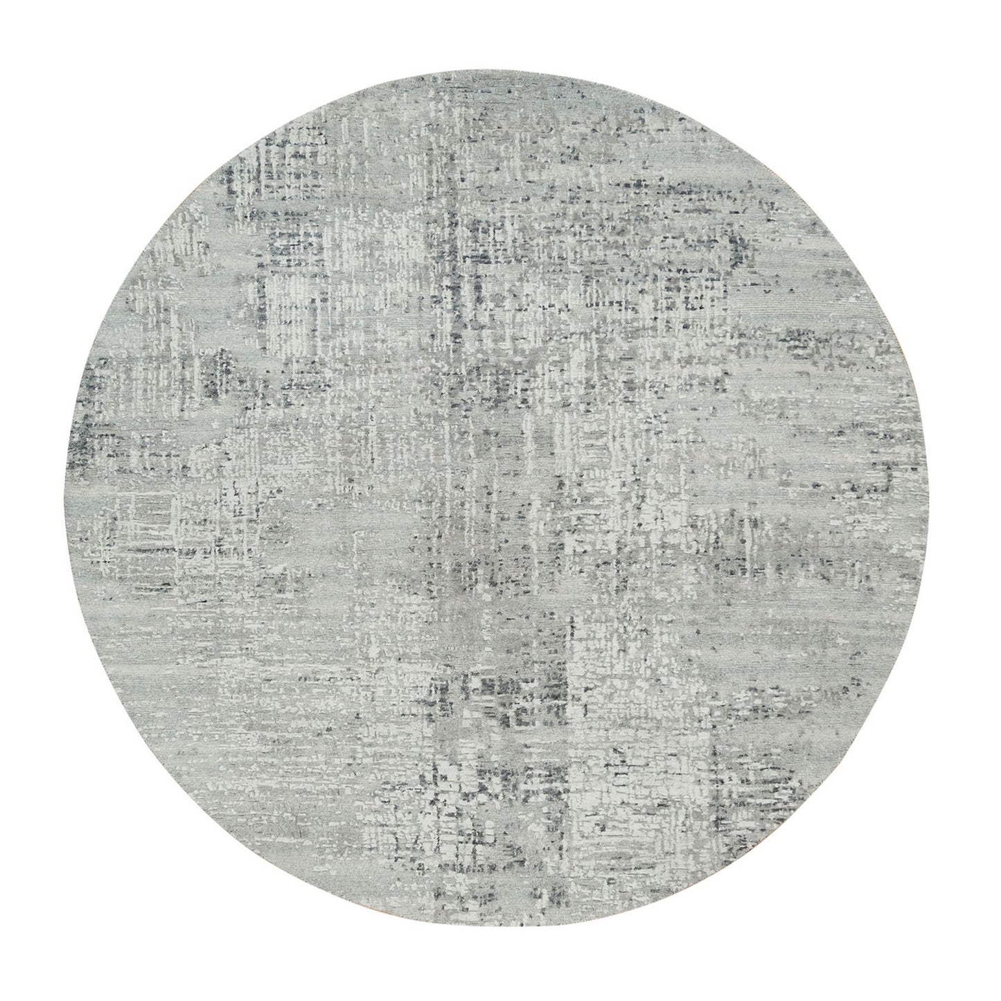 6'1"X6'1" Light Gray Modern Design Hand Knotted Round Oriental Rug