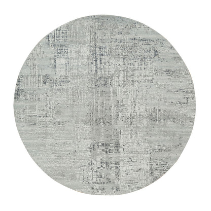 6'1"X6'1" Light Gray Modern Design Hand Knotted Round Oriental Rug