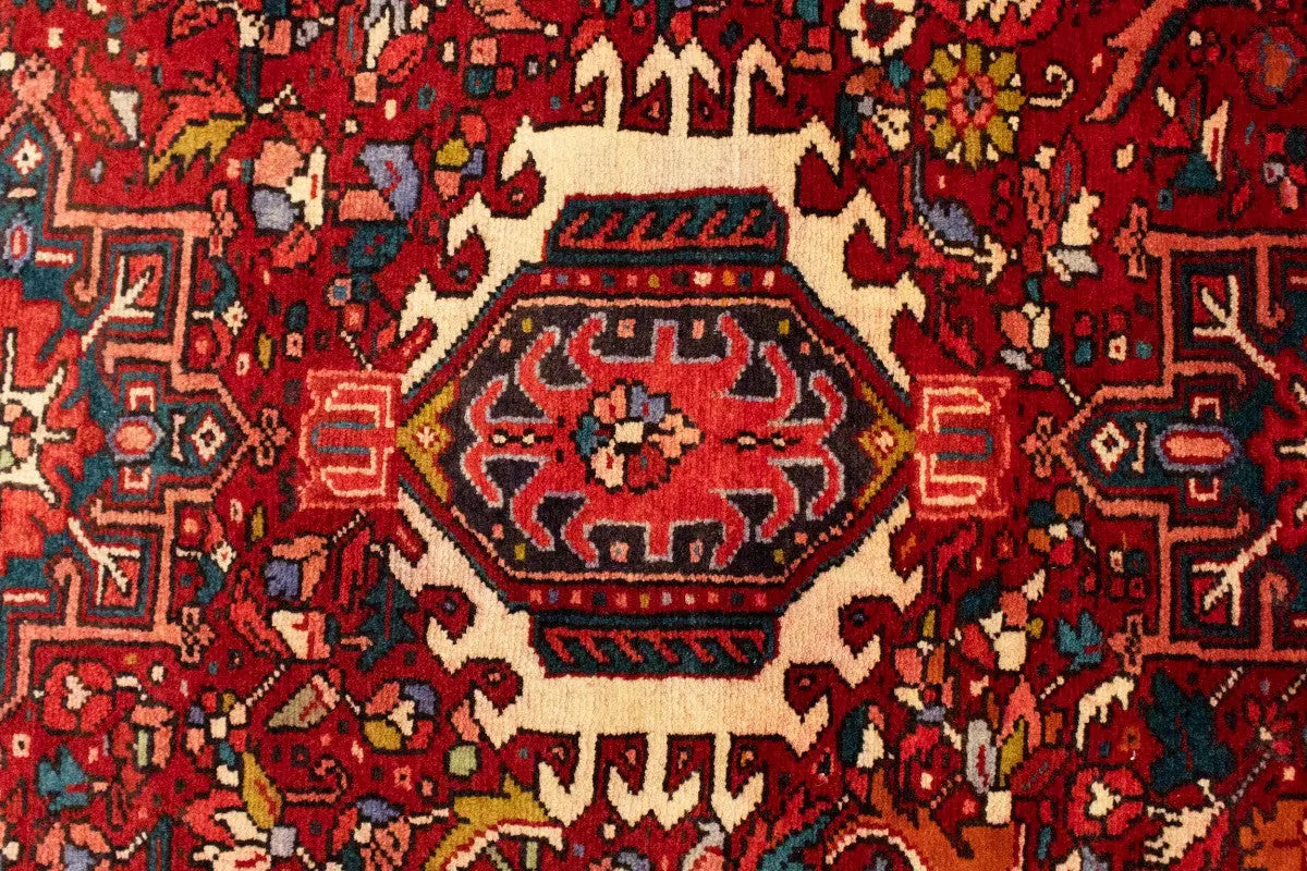 Karajeh Runner Rug Red Kitchen Carpet Vintage Oriental Design Geometric 4x11 ft