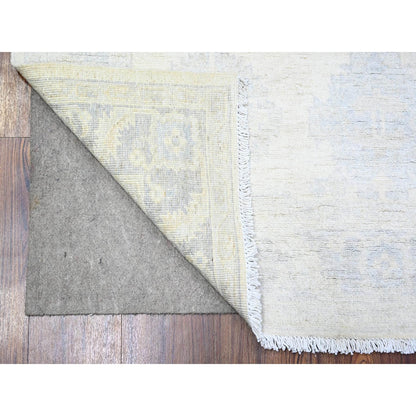 4'1"X5'8" Ivory White Wash Peshawar Faded Colors Wool Hand Knotted Rug