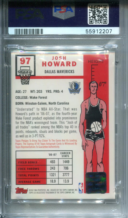 Josh Howard 2007 Topps Autographed Card (Psa Auto 10)