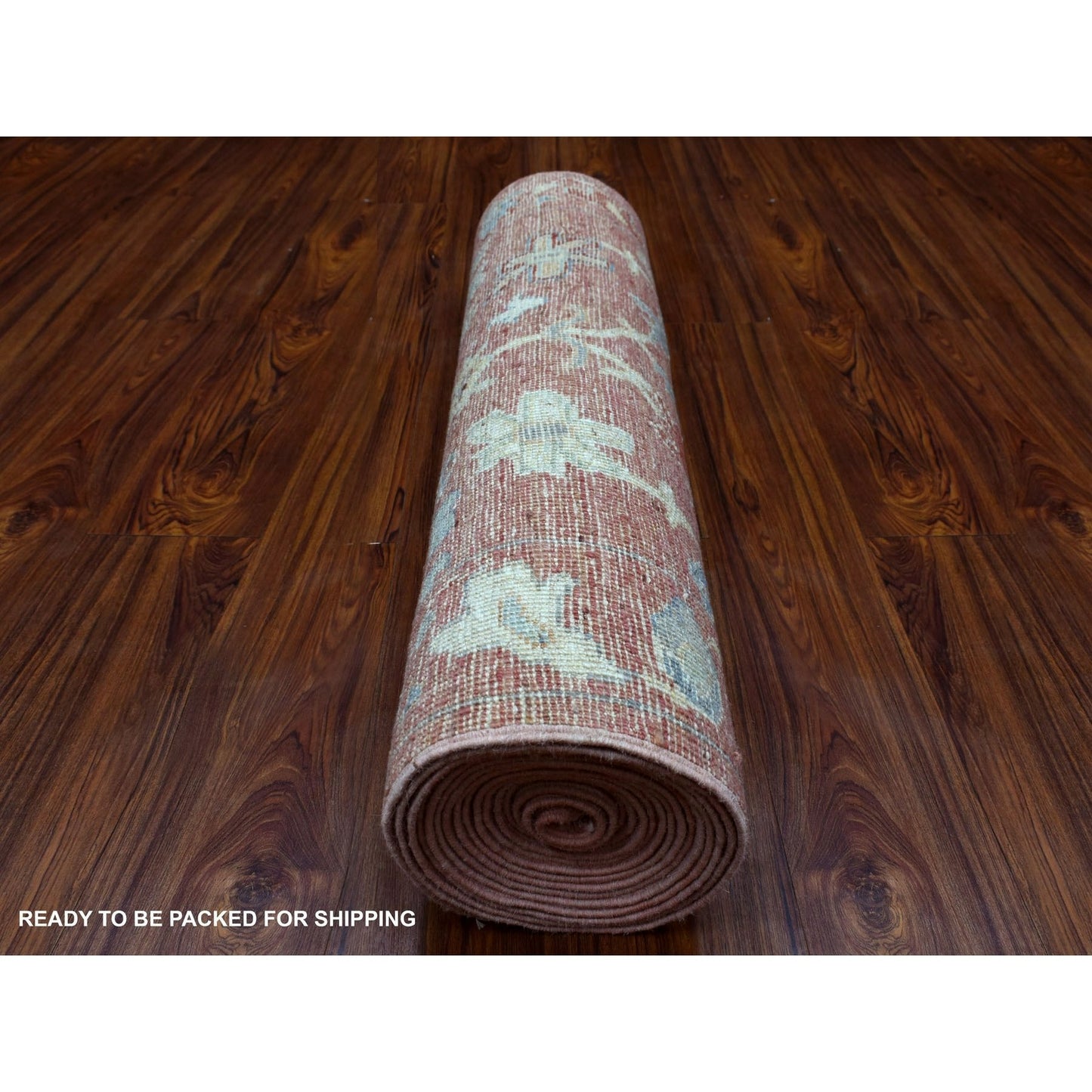 3'1"X19'8" Pure Wool Hand Knotted Coral Red Angora Oushak Xl Runner Rug