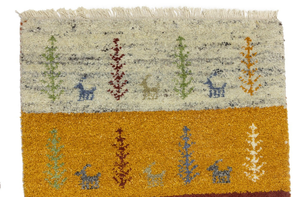 Handmade Multicolored Tribal Indo-Gabbeh Oriental Rug Plush Wool Carpet 2X4 ft