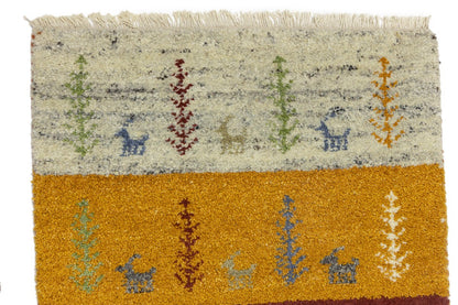 Handmade Multicolored Tribal Indo-Gabbeh Oriental Rug Plush Wool Carpet 2X4 ft