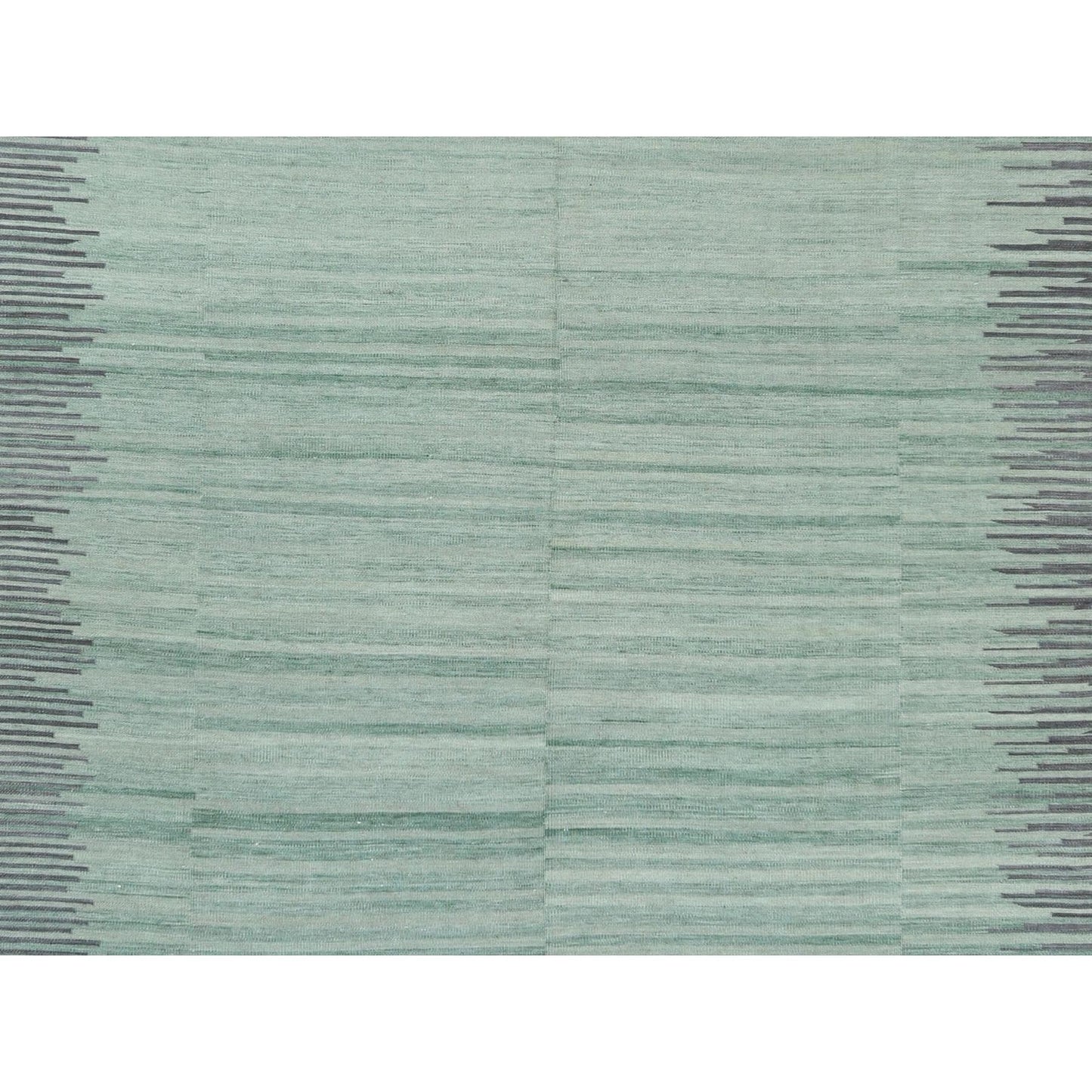 8'2"X10'1" Hand Woven Light Green Flat Weave Kilim Handspun Wool Rug