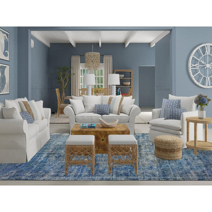 9'7"X13'1" Bayern Blue Overdyed Vintage Zoroastrian Karman Oriental Rug