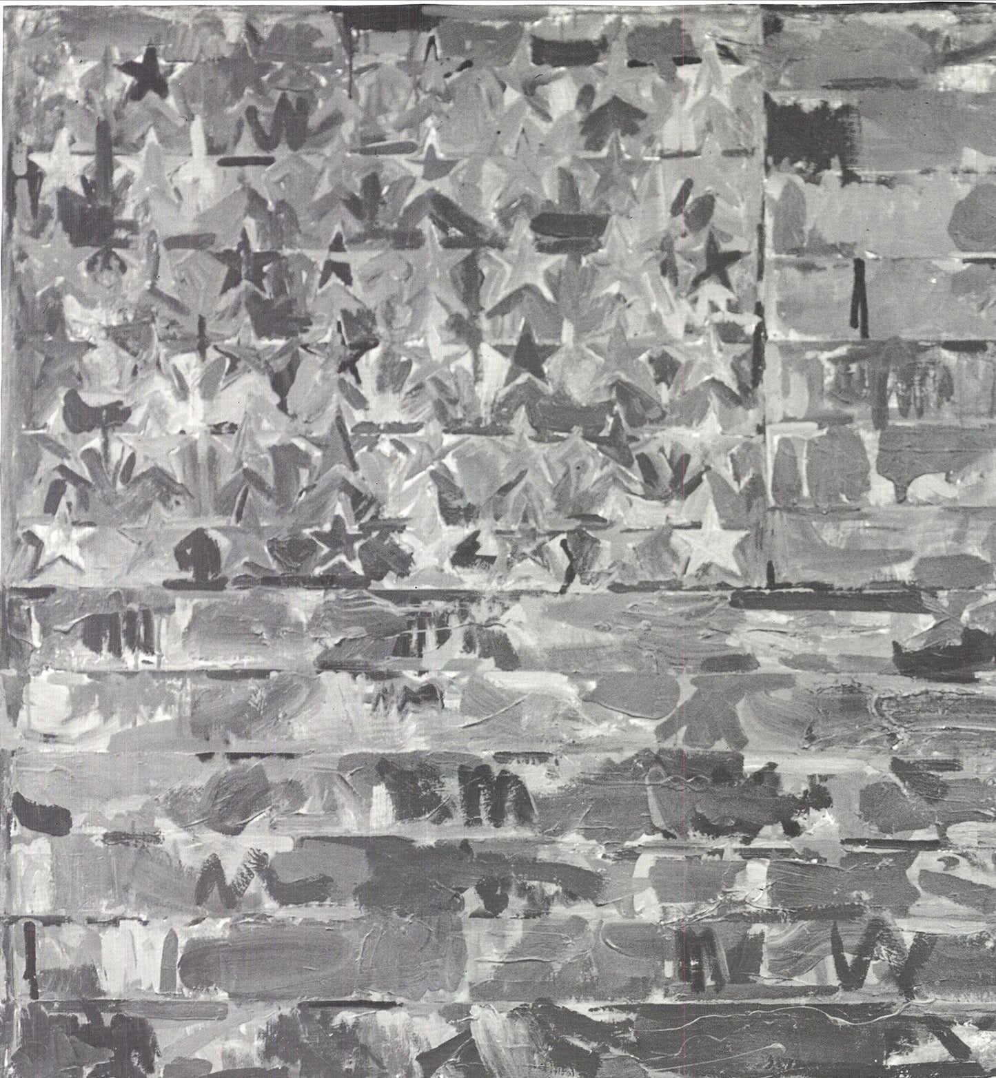 Jasper Johns Two Flags " Poster Pop Art Black & White Gray