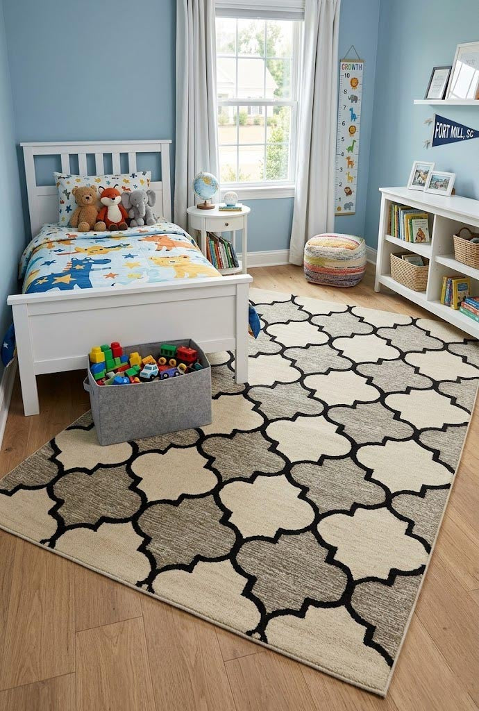 Hand tufted multicolored trellis rug contemporary wool modern carpet