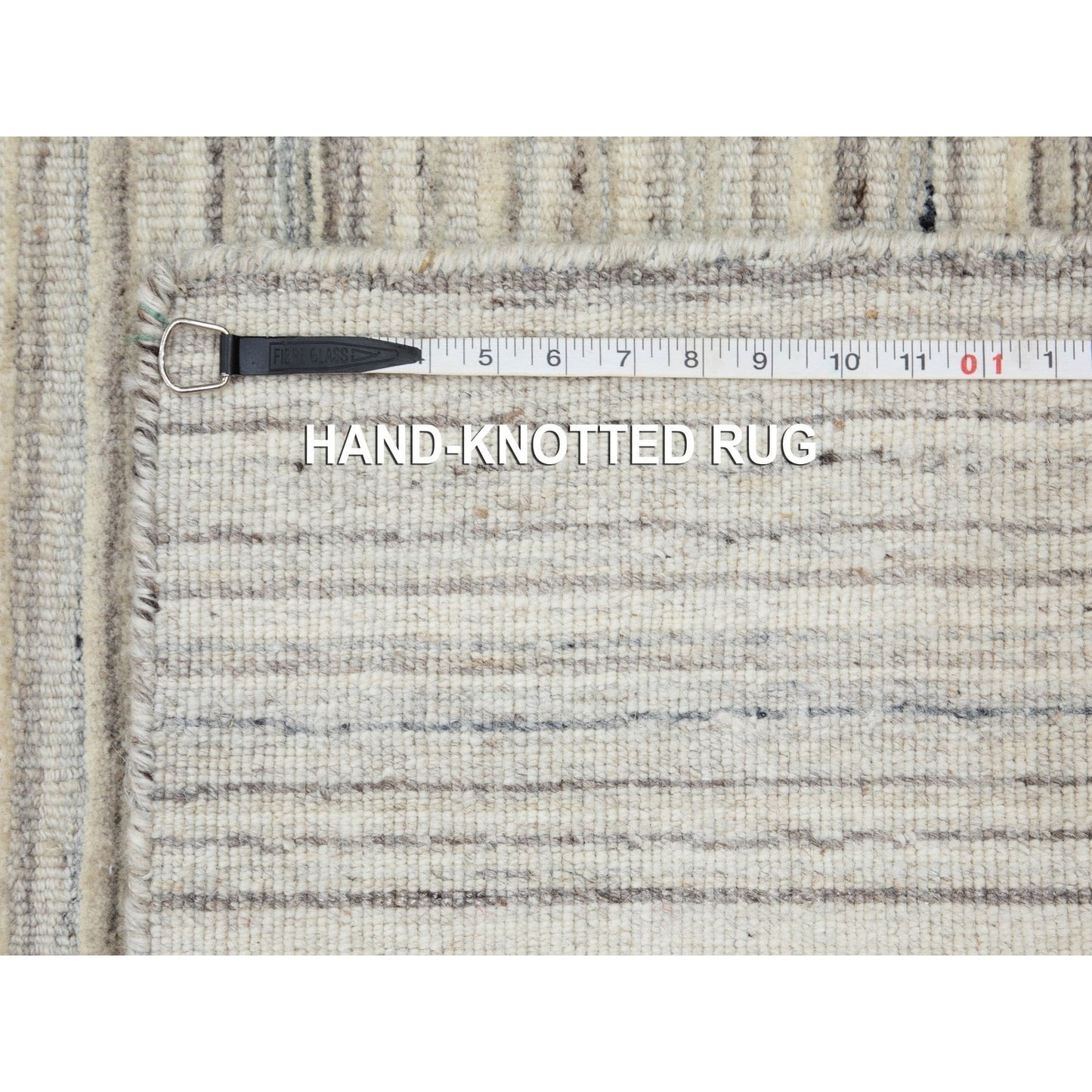 2'6"X9'8" Beige Hand Loomed Organic Wool Modern Runner Oriental Rug