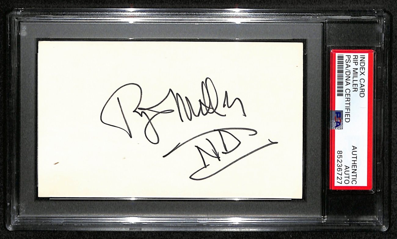 Rip Miller Cfb Hof Signed/Auto 3X5 Index Card Notre Dame Psa/Dna 189016