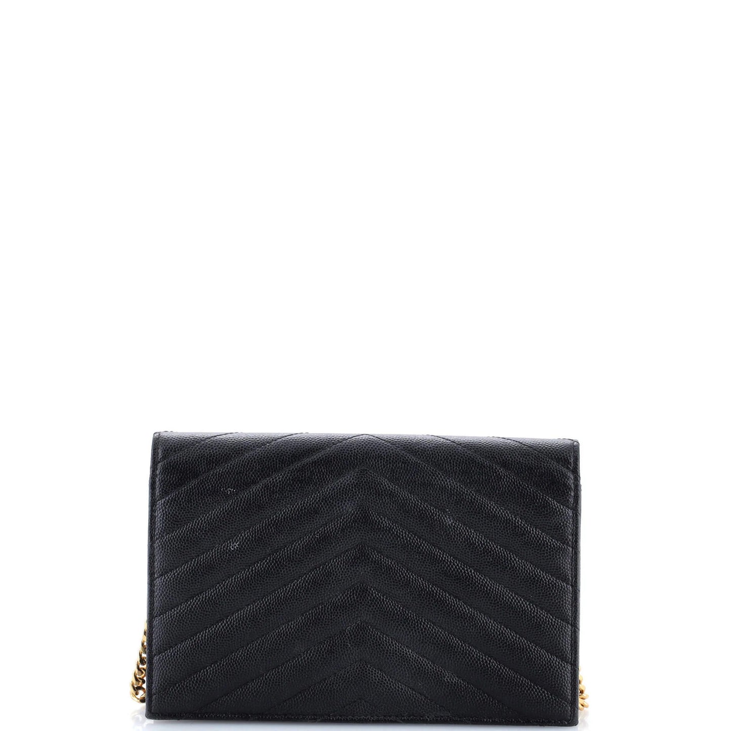 Saint Laurent Classic Monogram Wallet On Chain Matelasse Chevron Leather Small