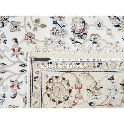 4'10"X6'8" Ivory Nain Flower Design 250 Kpsi Wool Hand Knotted Rug