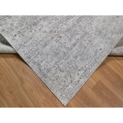 7'10"X10' Ivory Modern Design Undyed Natural Wool Hand Knotted Rug