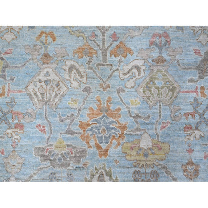 9'X12'6" Quilt Blue Afghan Hand Knotted Angora Oushak Oriental Rug