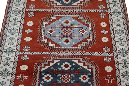 Handmade Kazak Oriental Rug Vintage Style