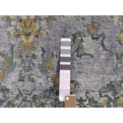 8'X9'10" Gray Abstract Design Wool And Silk Hand Knotted Oriental Rug