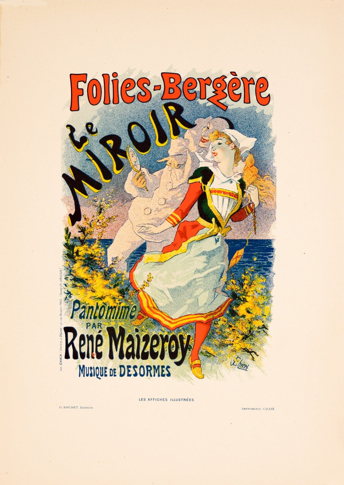 Folies Bergere Le Mirroir Jules Cheret For Les Affiches Illustrees 1896