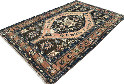 Rare Vintage Tribal Geometric Oriental Farmhouse Carpet Distressed 5x8 Rug