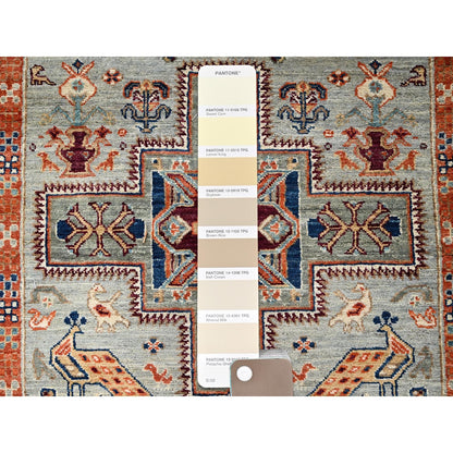 2'8"X11'3" Gray Caucasian Design Super Fine Wool Hand Knotted Runner Rug
