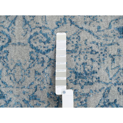 10'X10' Gray Fine Jacquard Wool And Silk Hand Loomed Square Rug