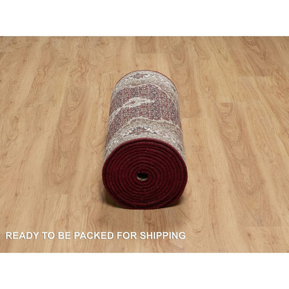 2'7"X20'4" Scarlet Red Tebraz Mahi Pure Wool Hand Knotted Xl Runner Rug