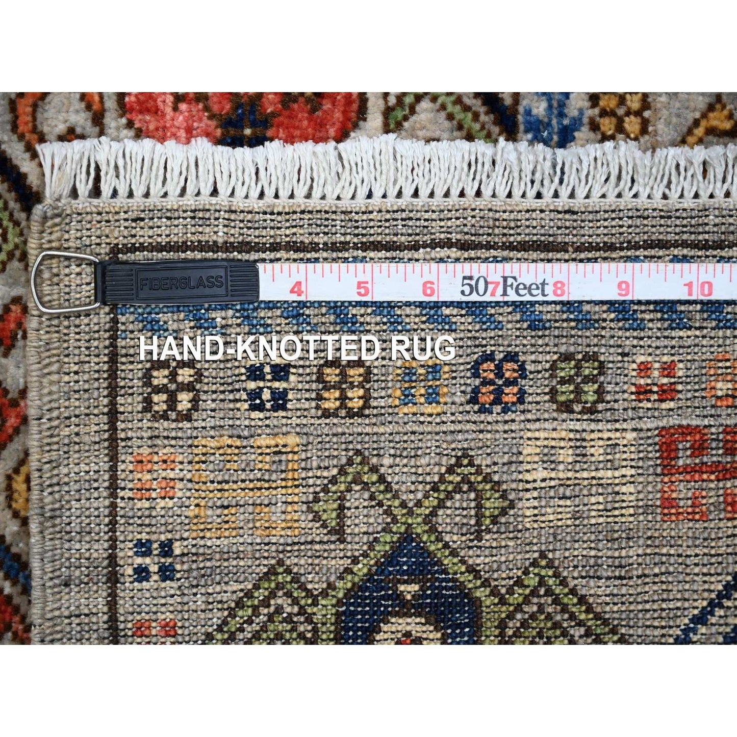 2'8"X11'10" Shark Gray Hand Knotted Hutchlu Design Soft Wool Runner Rug