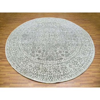 10'X10' Oxford White Hand Knotted Organic Wool Mamluk Dynasty Round Rug
