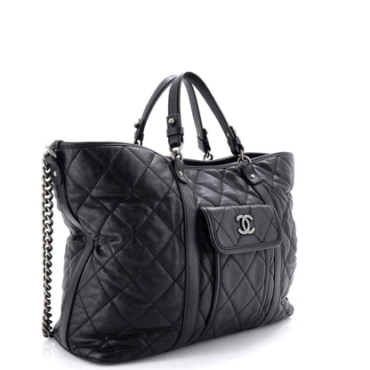 Chanel Casual Riviera Tote Quilted Calfskin Large