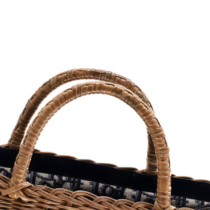 Christian Dior Basket Bag Wicker And Oblique Canvas Large