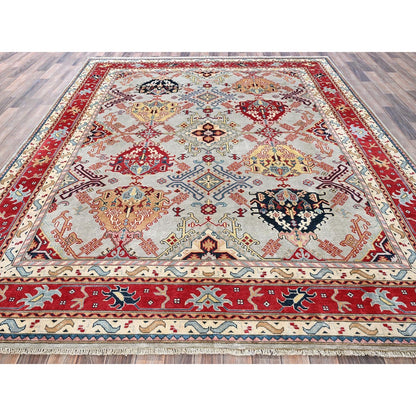 7'10"X9'10" Whisper Green Afghan Oushak Design 100% Wool Hand Knotted Rug