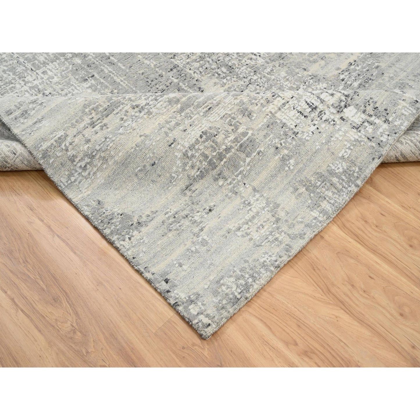 6'X11'10" Gray Wool Hand Knotted Modern Design Gallery Size Runner Rug