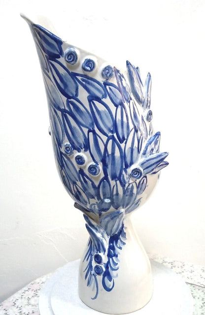 Handmade BJORN WIINBLAD Flower Vase "Girl from Arles" Blue House Ceramic