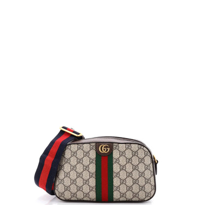 Gucci Ophidia Convertible Camera Bag Gg Coated Canvas With Leather Small