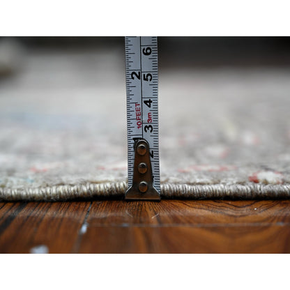 3'1"X5'1" Elephant Gray Birds Paradise Runner Hand Knotted Oriental Rug