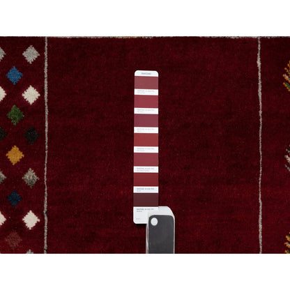 8'X10'1" Sangria Red Modern Hand Knotted Lori Buft Gabbeh Soft Wool Rug