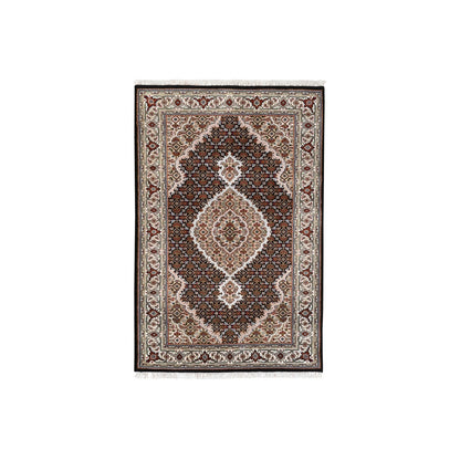 2'10"X5'4" Fish Medallion Design Tebraz Mahi Wool-Silk Hand Knotted Rug