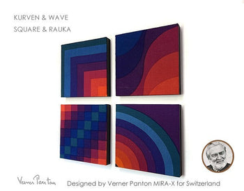 Verner Panton Mira X Multicolor 4Sets Original Cloth Wall Art Board Mid Century
