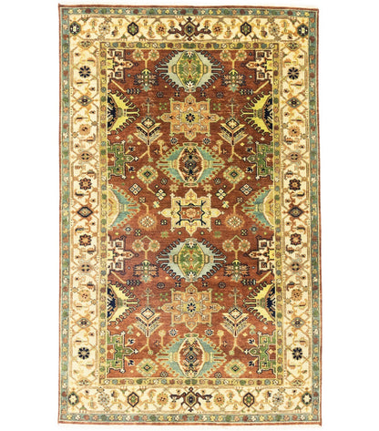 5X8 Ft Hand-Knotted Indo-Karajeh Tribal Geometric