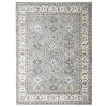 9'X12' Stardew Gray Karjihooz 100% Wool Geometric Hand Knotted Rug
