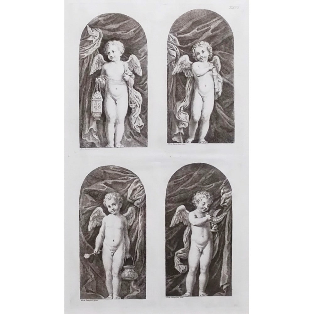 Print Francesco Bartolozzi after Domenichino 1762 Engraving -Four Angels Antique