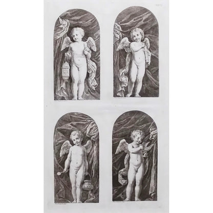 Print Francesco Bartolozzi after Domenichino 1762 Engraving -Four Angels Antique