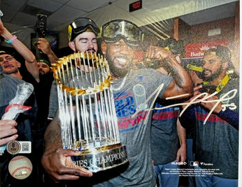 Adolis Garcia Rangers Signed 2023 World Series Champions 8X10 Photo (Beckett)