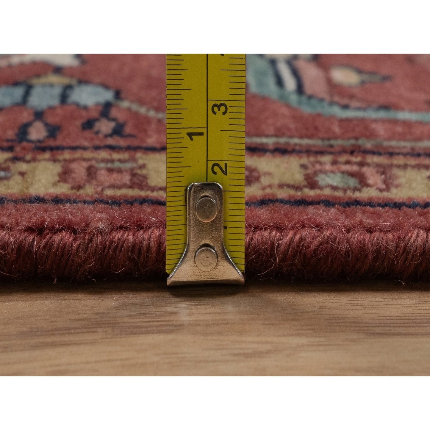 6'1"x9'2" Red Antiqued Fine Heris Re-Creation Soft Wool Hand Knotted Rug