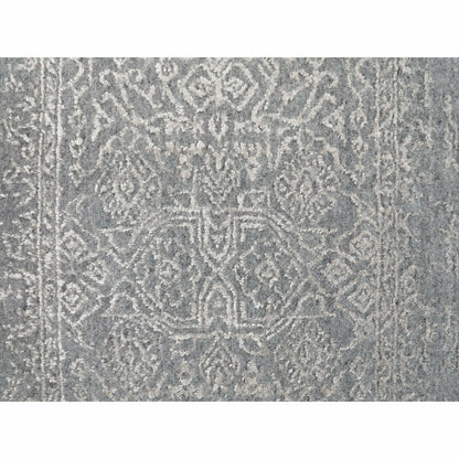 2'5"X12'1" Gray Fine Jacquard Hand Loomed Runner Wool And Art Silk Rug