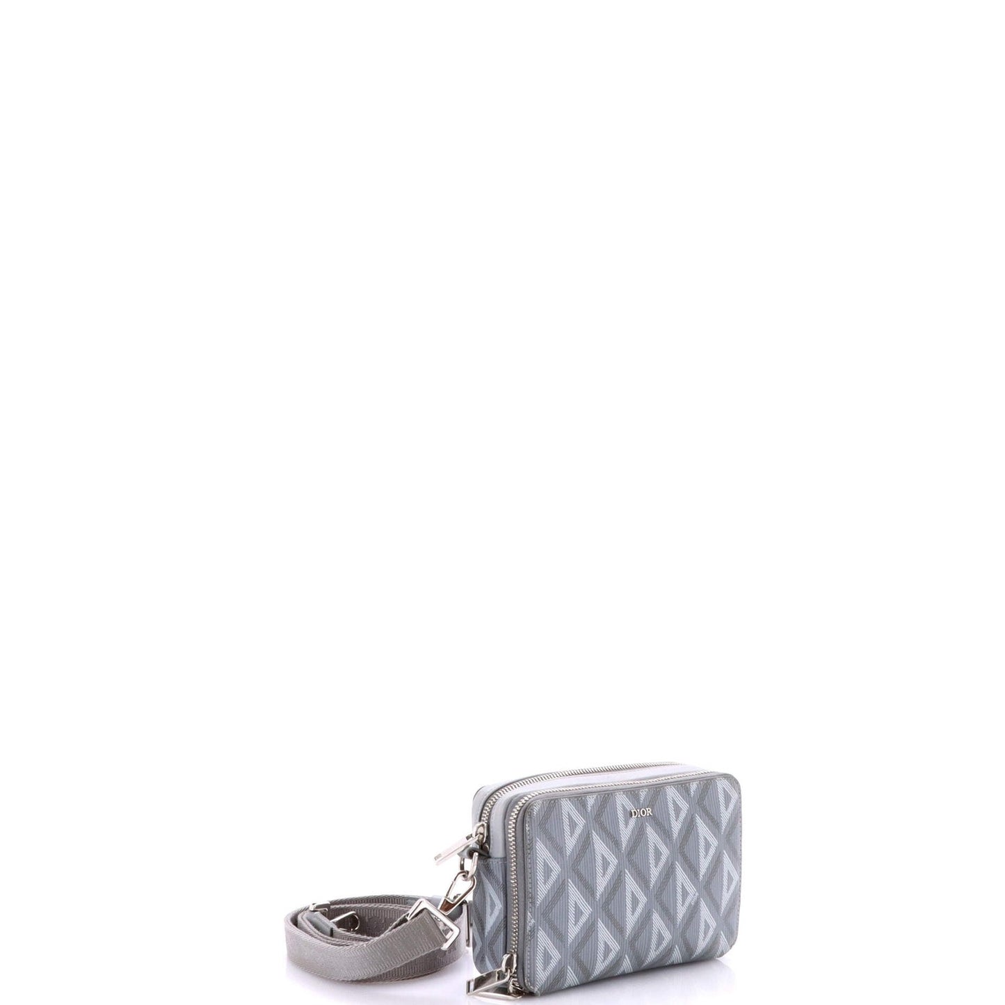 Christian Dior Double Zip Crossbody Pouch Cd Diamond Coated Canvas