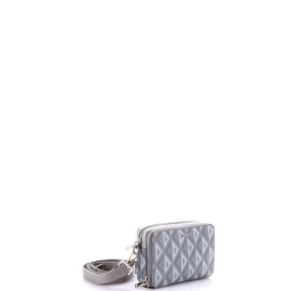 Christian Dior Double Zip Crossbody Pouch Cd Diamond Coated Canvas