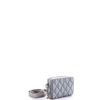 Christian Dior Double Zip Crossbody Pouch Cd Diamond Coated Canvas
