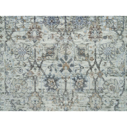 3'X5' Gardenia Ivory Silk And Wool Hand Knotted Tebraz Vase Design Rug