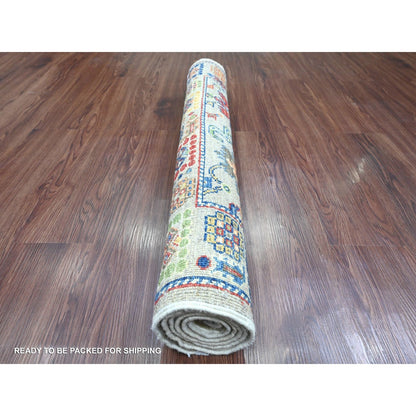 3'1"X5' Oyster Gray Peshawar Ziegler Mahal Design Wool Hand Knotted Rug