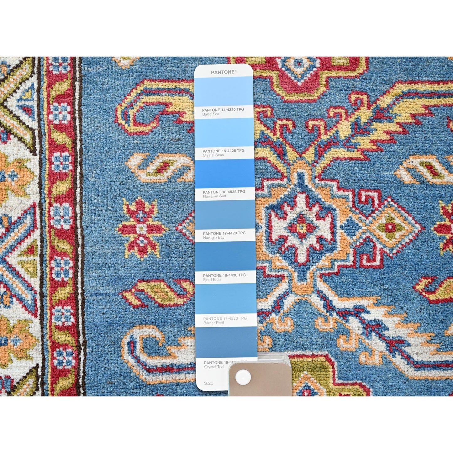 2'9"X11'2" Blue Kazak Hand Knotted Soft Wool Runner Oriental Rug